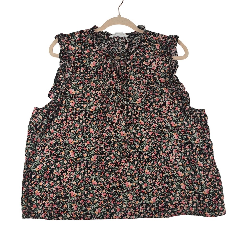 BB Dakota Steve Madden Floral Ruffle Blouse Women XXL Multicolor Sleeveless Top
